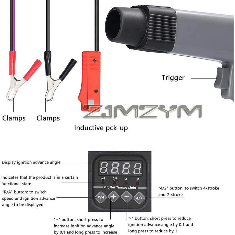 Timing Light Gun - 12V Digitale Zündzeitenmesslampe für Auto und
