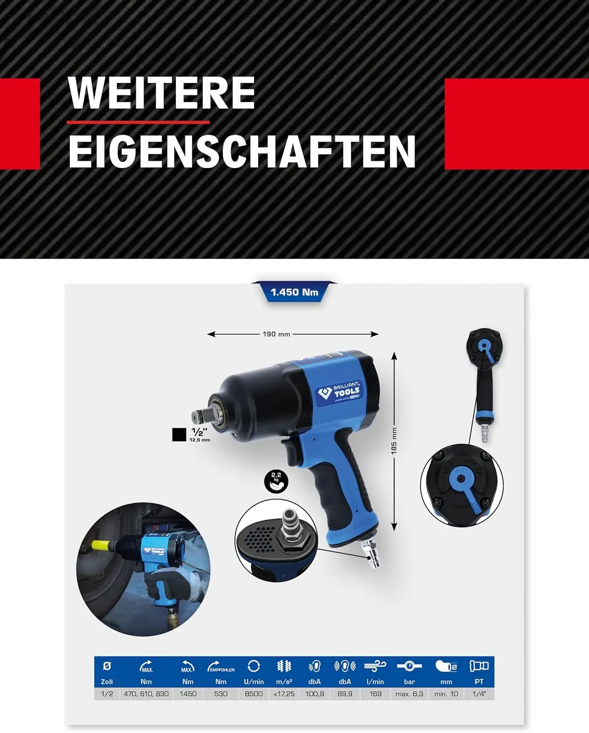 BT160100 1/2 Zoll Pneumatische – Pneumatic Impact Wrench Bewertung und Preis