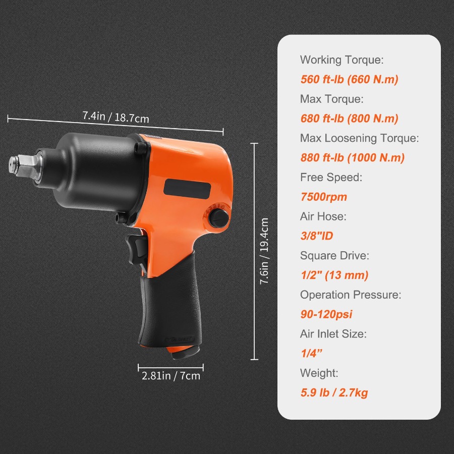 Druckluft-Schlagschrauber 1/2  – Pneumatic Impact Wrench Bewertung und Preis